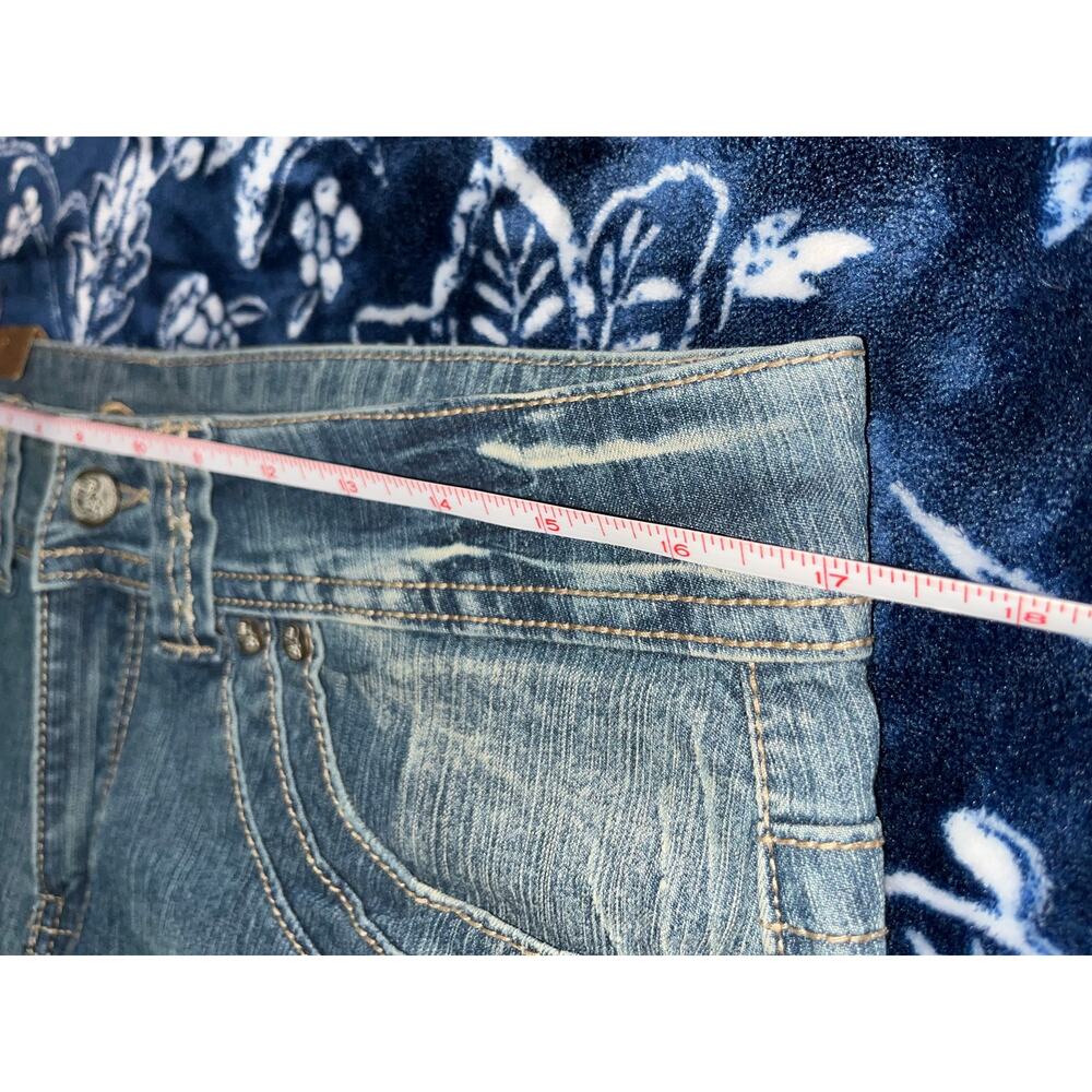 NWT! Nina Rossi Distressed Embellished Jean Mini Skirt - Picture 4 of 7